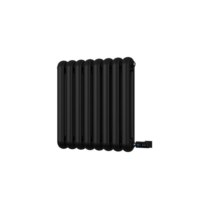 Sherwood – Black Round Top Column Electric Radiator H600mm x W576mm 2 Column 300w Thermostatic WIFI