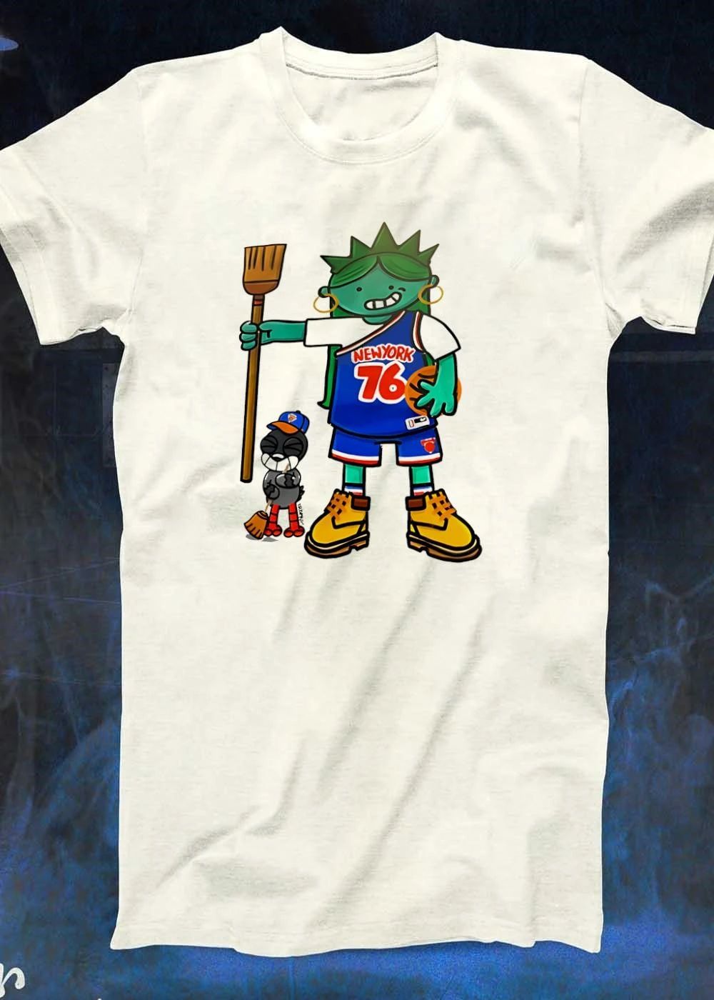 New York 76 Knicks Statue Liberty 2024 Broom Shirt