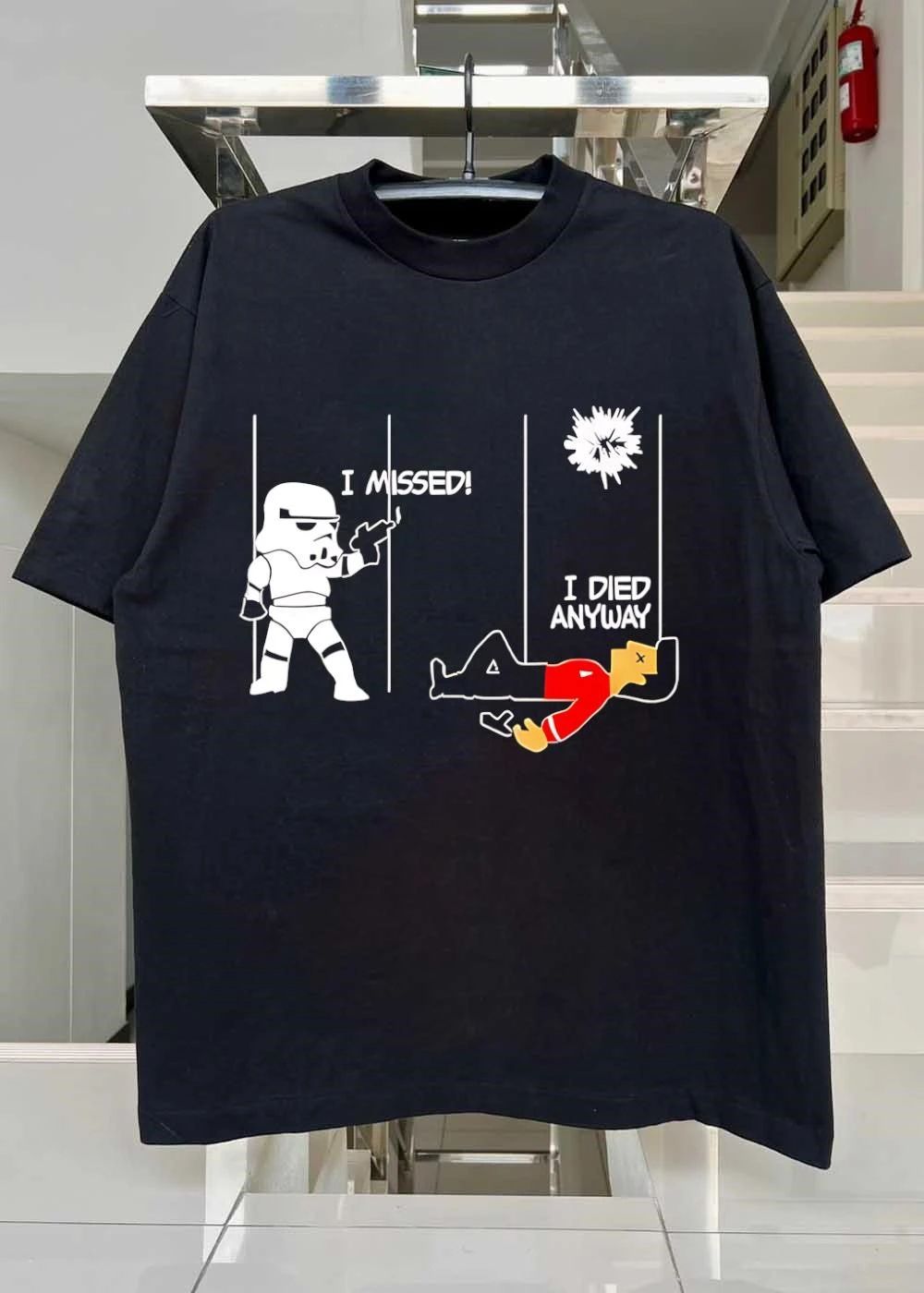 Stormtrooper and Redshirt in a fight I missed I died anyway shirt