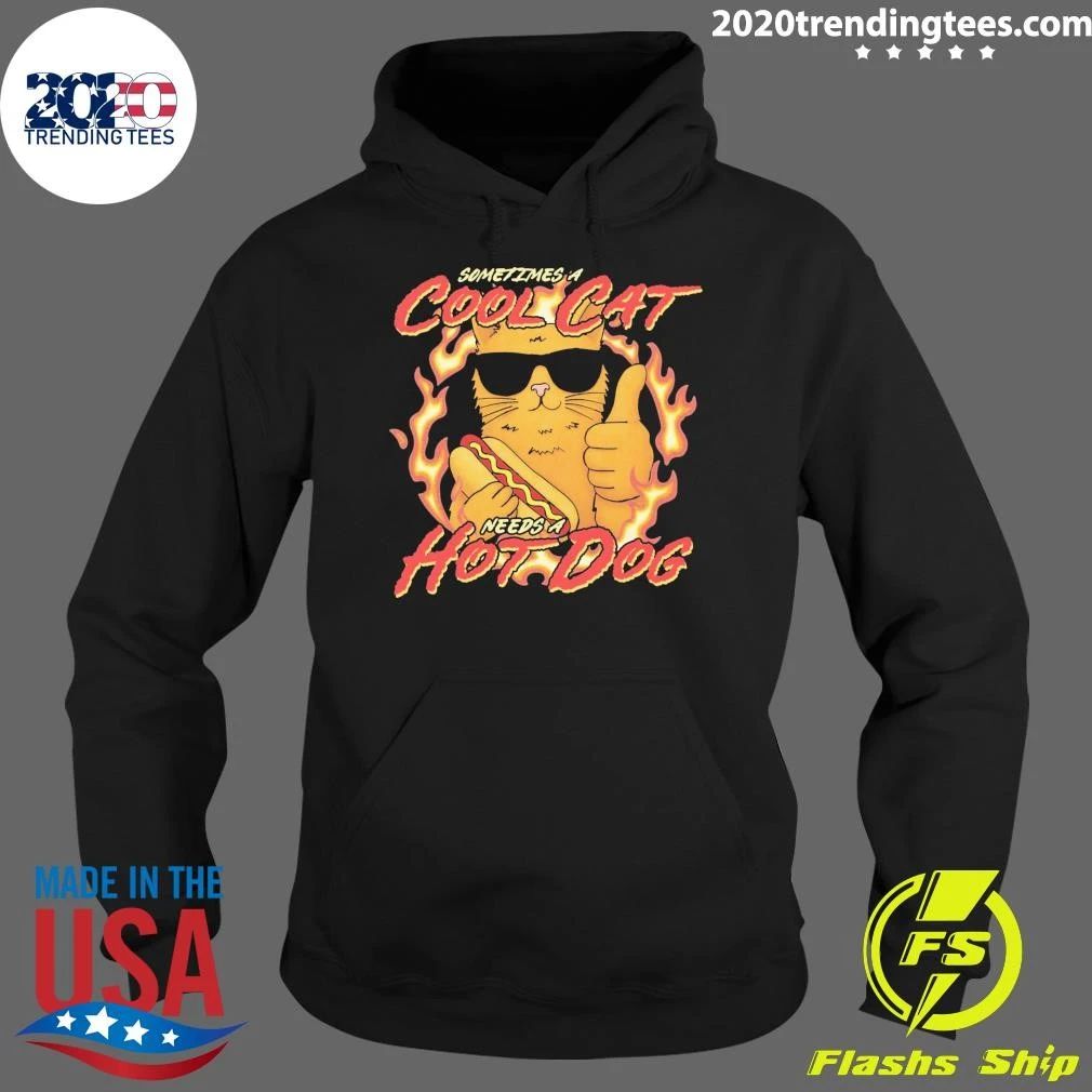 Sometimes A Cool Cat Needs A Hot Dog Shirt