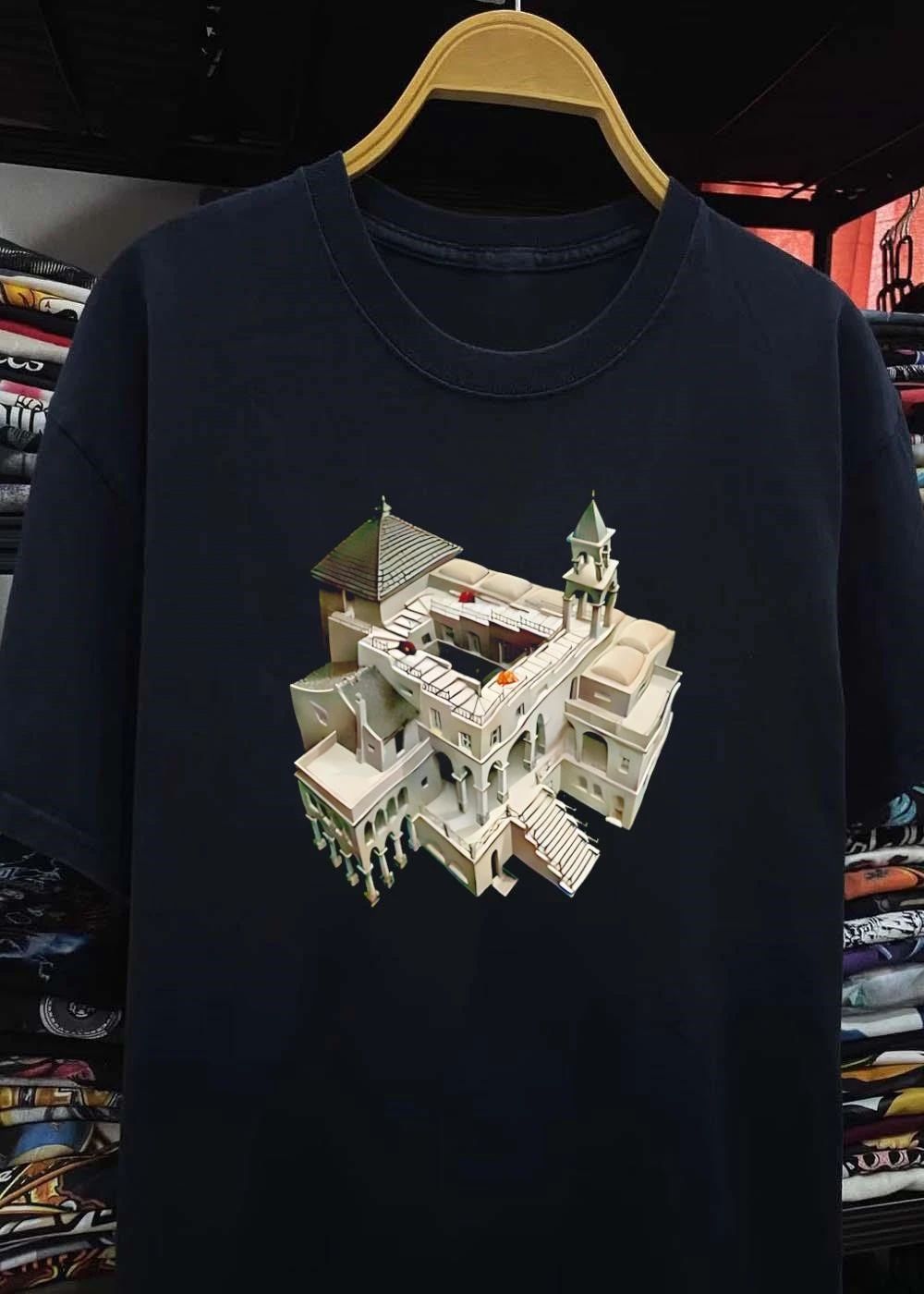 Impossible Building Escher Style Optical Illusion Shirt