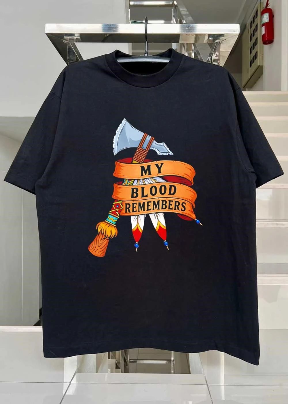 My Blood Remembers Axe Feathers Shirt