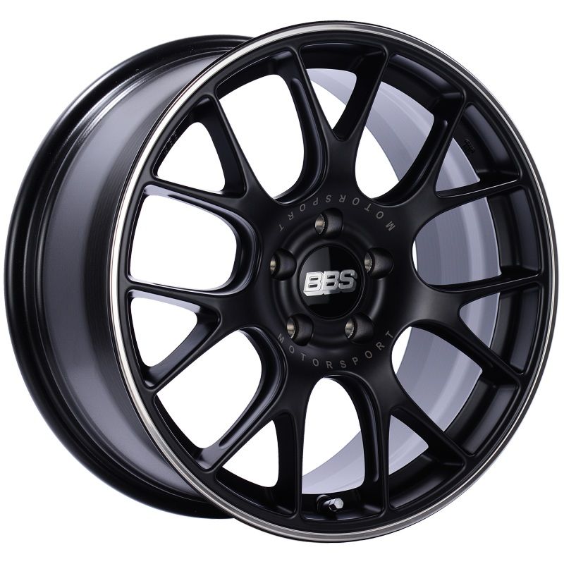 BBS CH-R 18×8.5 5×112 ET47 Satin Black Polished Rim Protector Wheel -82mm PFS/Clip Required
