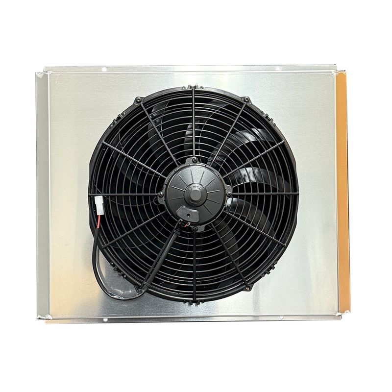Fan shroud, alum, with 12volt fan,Single, fits, RFD.4R3027.A, Fluidyne radiator,Width 28.75”, Height 19.75”, Depth 4.75”, Also universal fit.