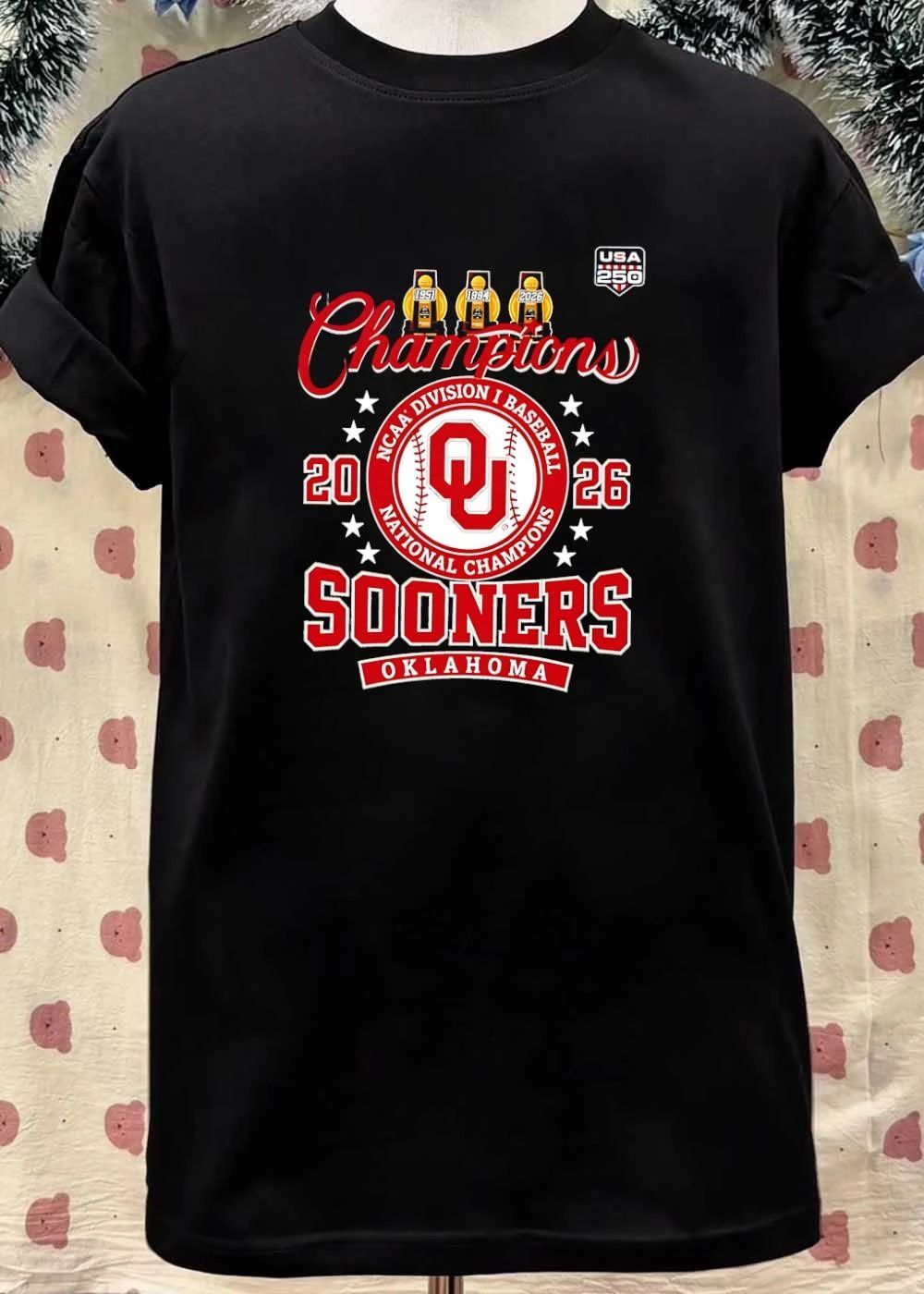 USA 250 Commemorative Champions NCAA Division I Baseball National 1951 1994 2026 Oklahoma Sooners shirt