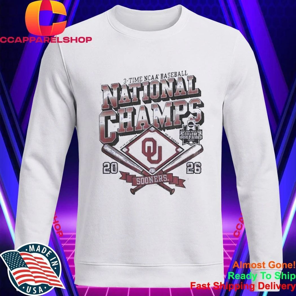Oklahoma Sooners 3 Time NCAA Baseball National Champs Charles Schwab Field Omaha Shirt