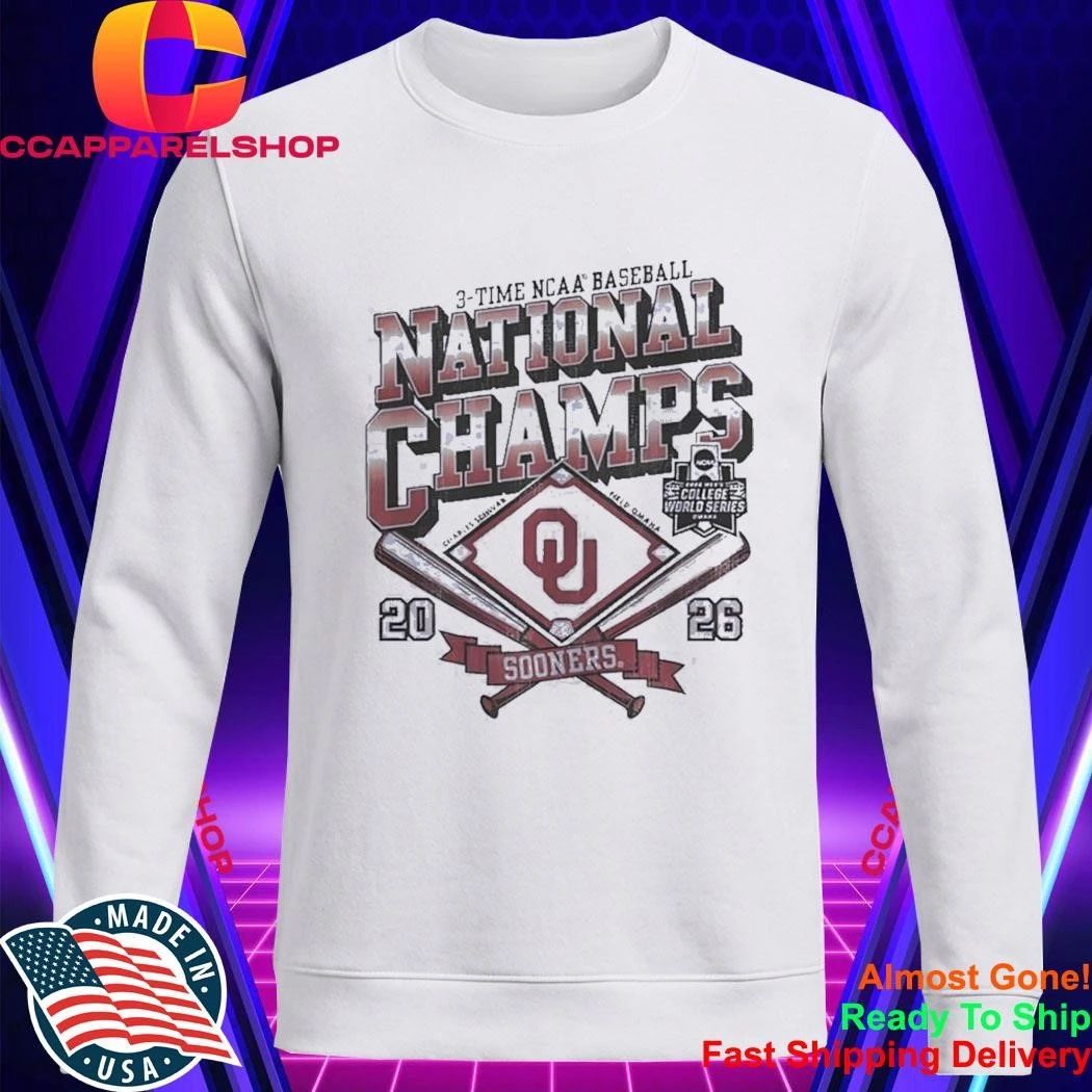 Oklahoma Sooners 3 Time NCAA Baseball National Champs Charles Schwab Field Omaha Shirt