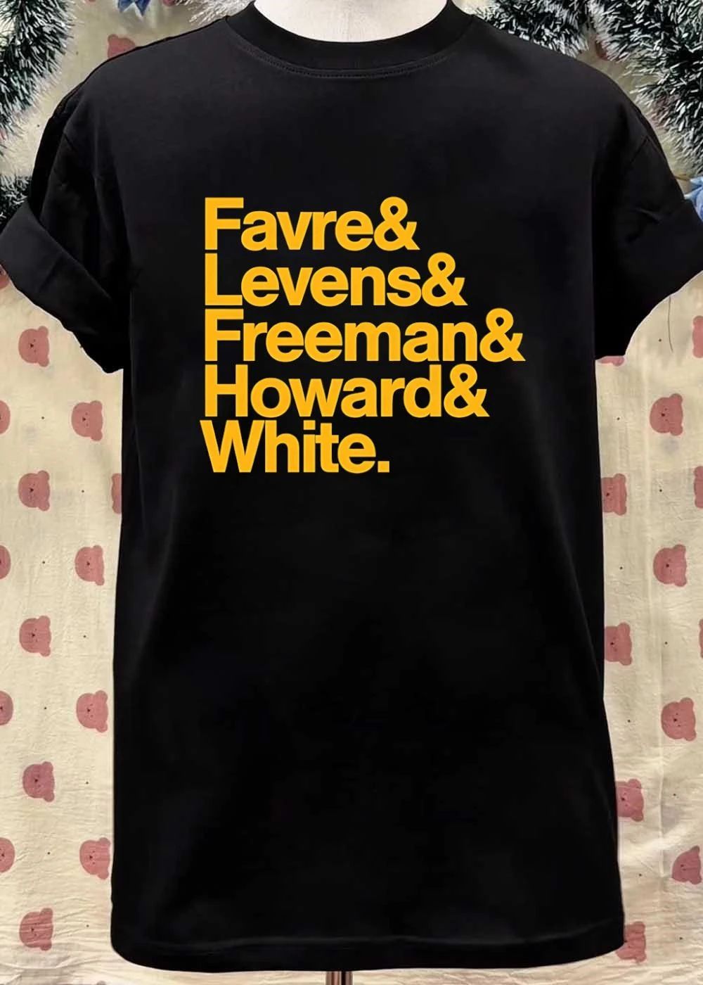 Packers Legends Favre Levens Freeman Howard White Team Roster T-Shirt