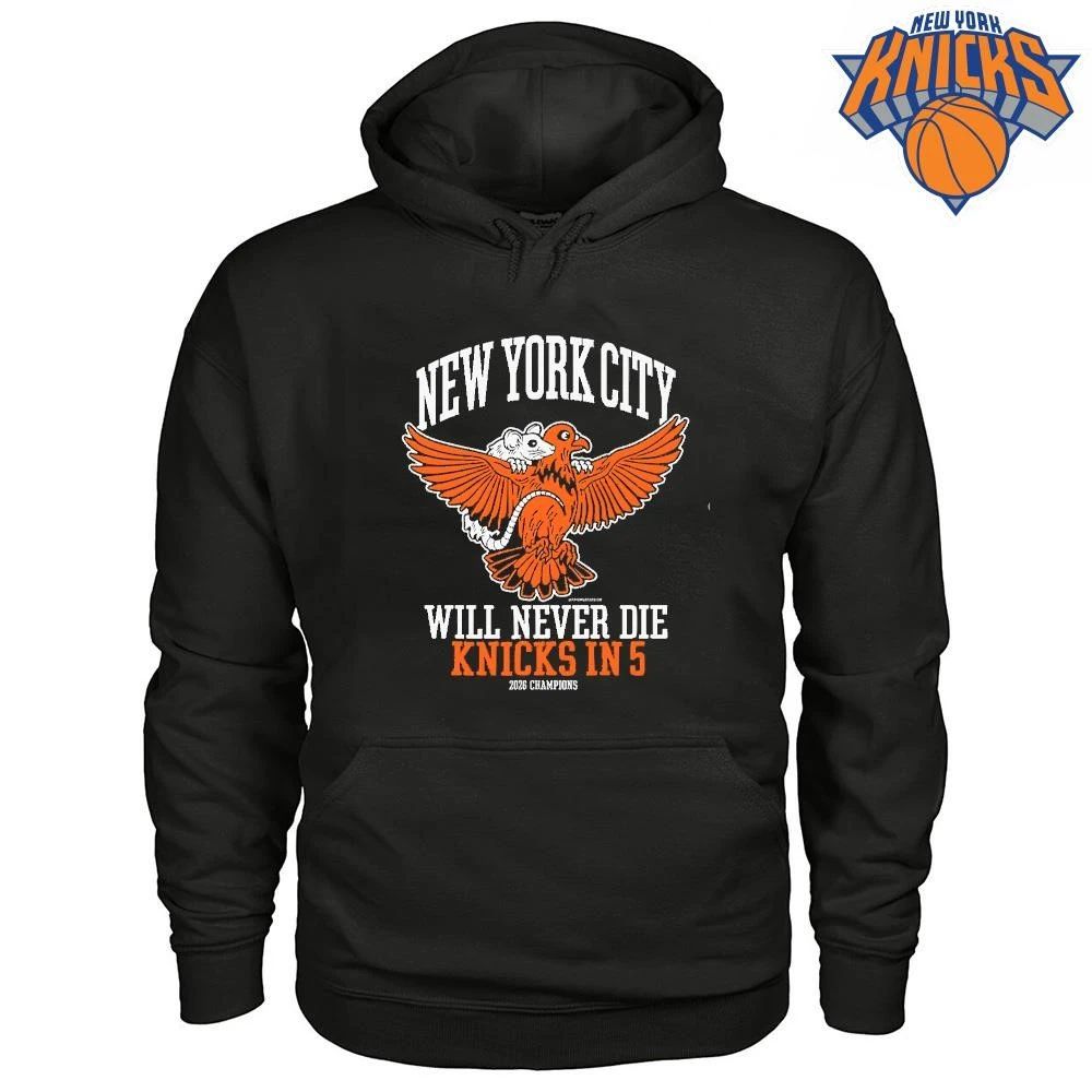 New York City Will Never Die Knicks In 5 2026 Champions Pigeon and Rat Graphic Shirt