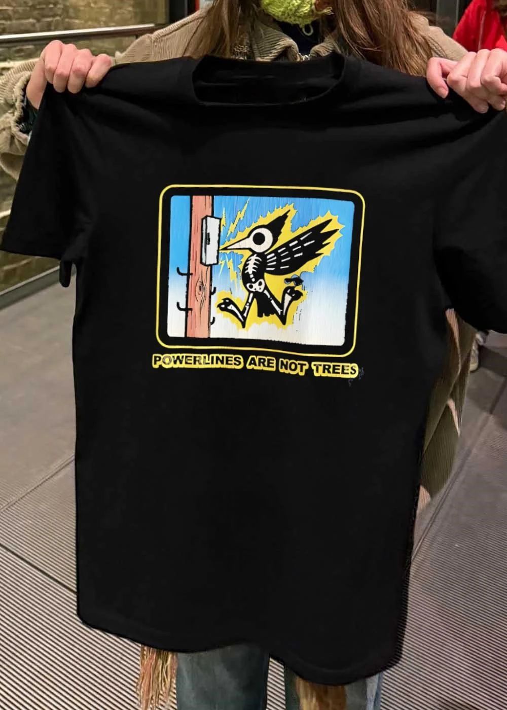 Bird Skeleton Electric Shock Powerlines Are Not Trees T-Shirt