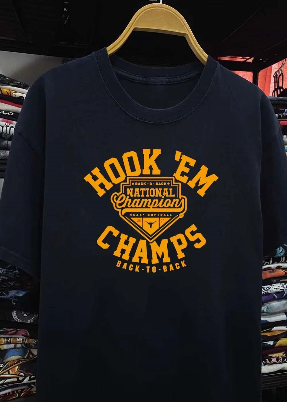 Hook Em Champs Back To Back National Champion Texas Softball Shirt