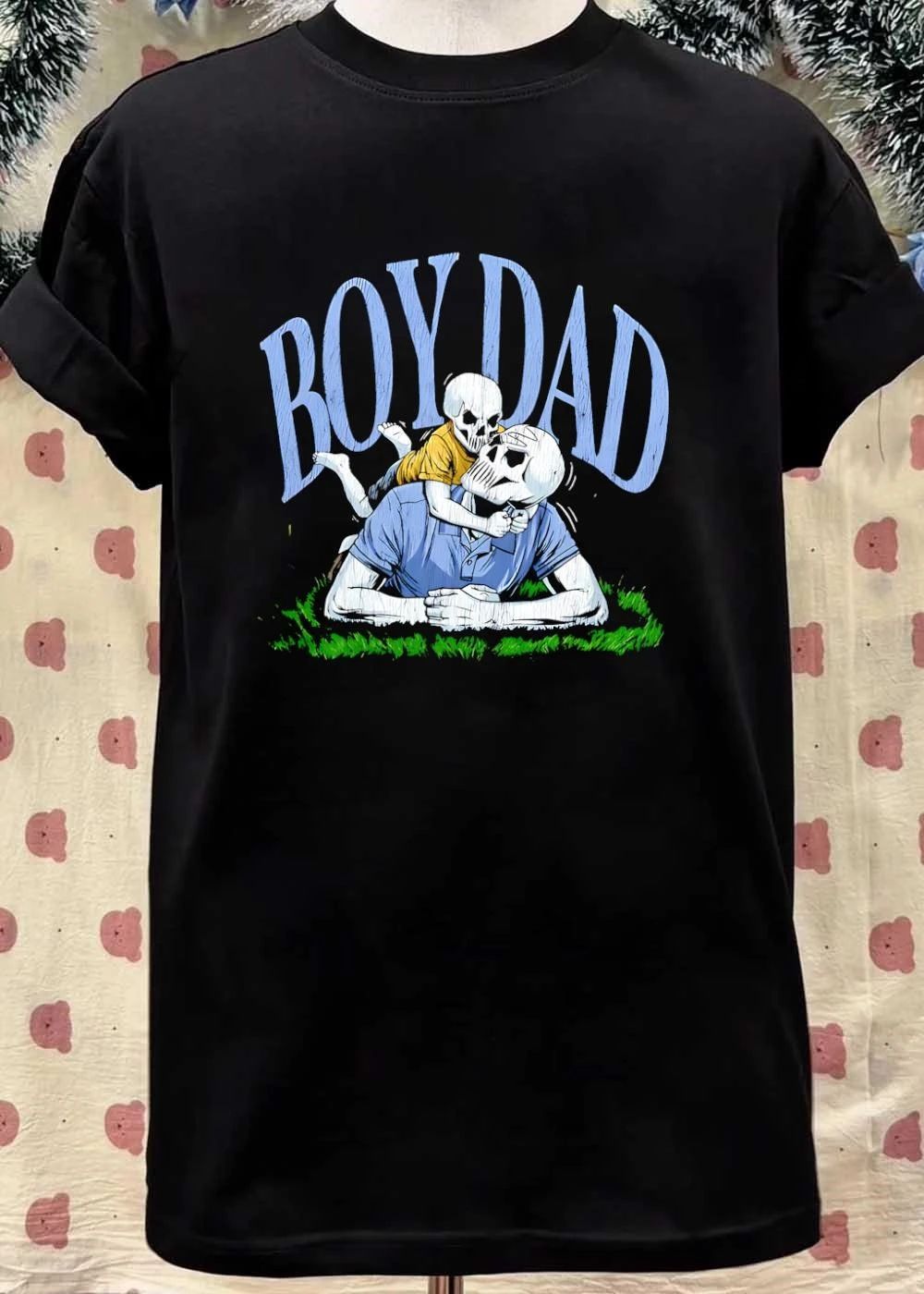oy Dad Skeleton Father And Son Playing On The Grass shirt