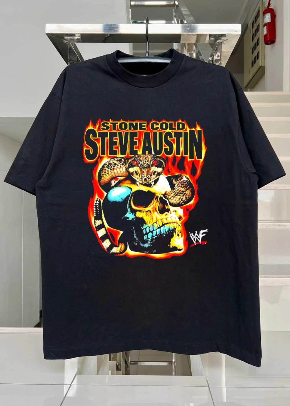 Stone Cold Steve Austin Skull and Snake Flaming WWF T-Shirt