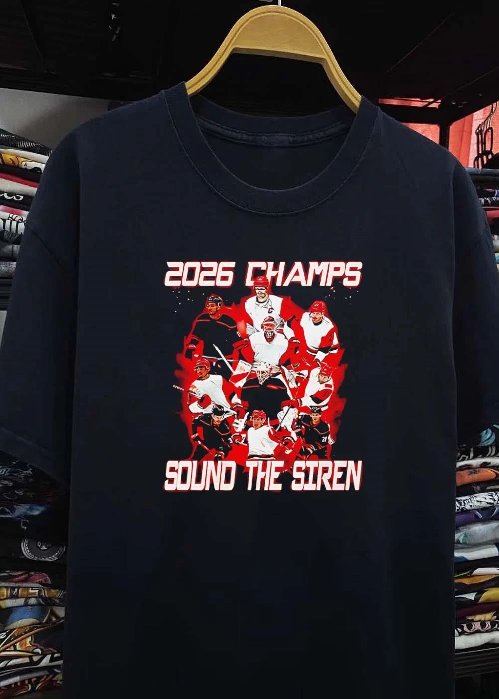 Carolina Hurricanes Hockey Fans Celebrate 2026 Champs Sound the Siren T-Shirt