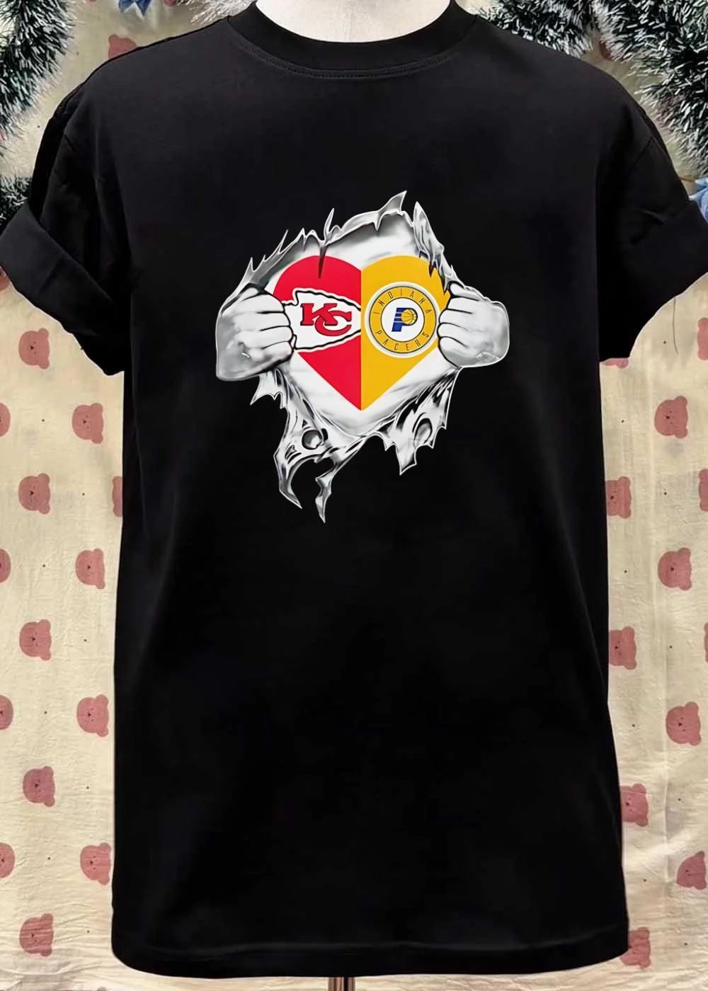 KC Chiefs Indiana Pacers Heart Ripped Open T-Shirt