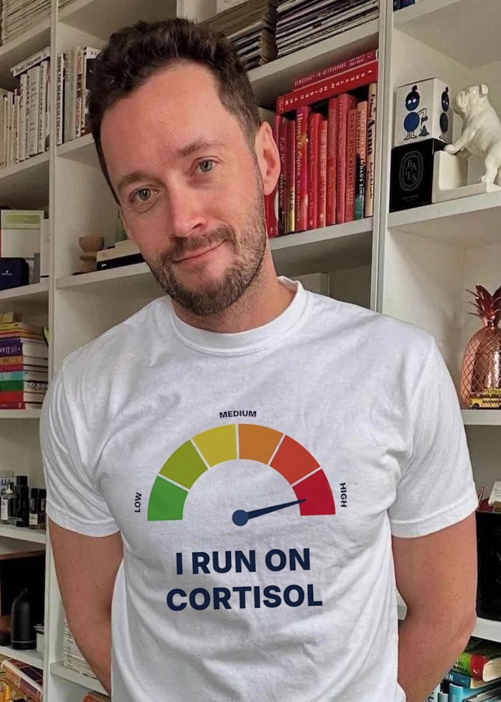 Cortisol Stress Meter Running on Cortisol shirt