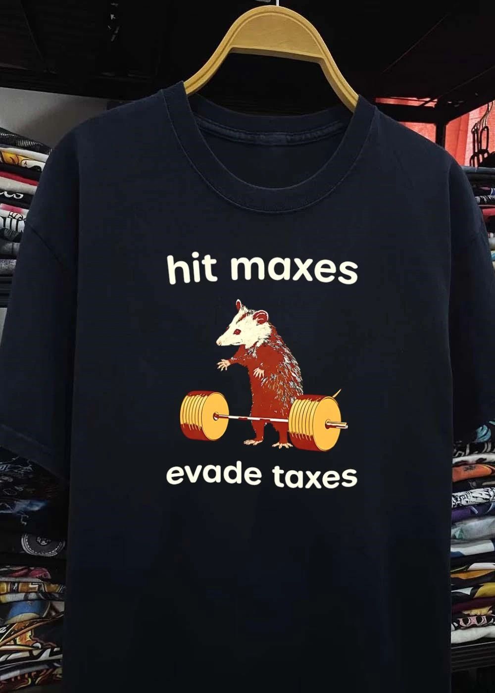 Opossum Lifting Weights Hit Maxes Evade Taxes T-Shirt