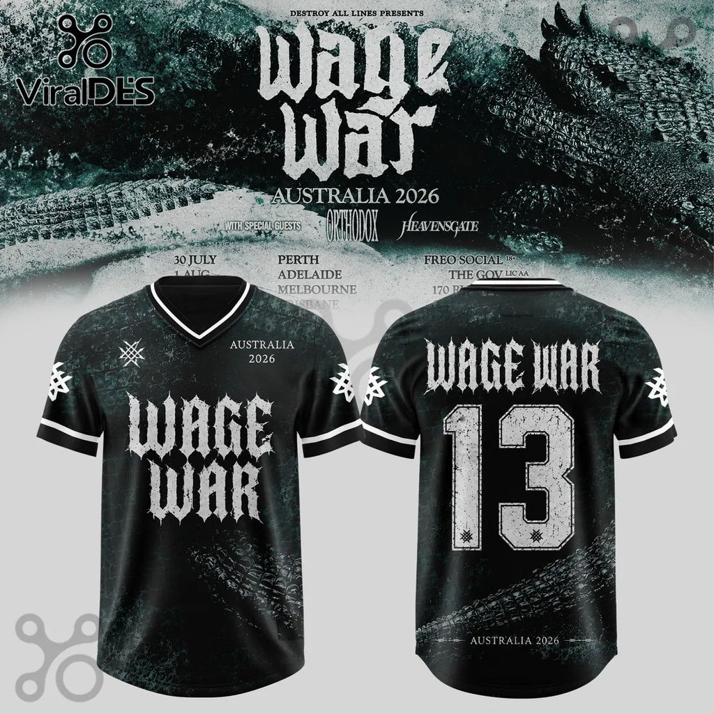 Wage War 2026 Australian Tour Crocodile Football Jersey