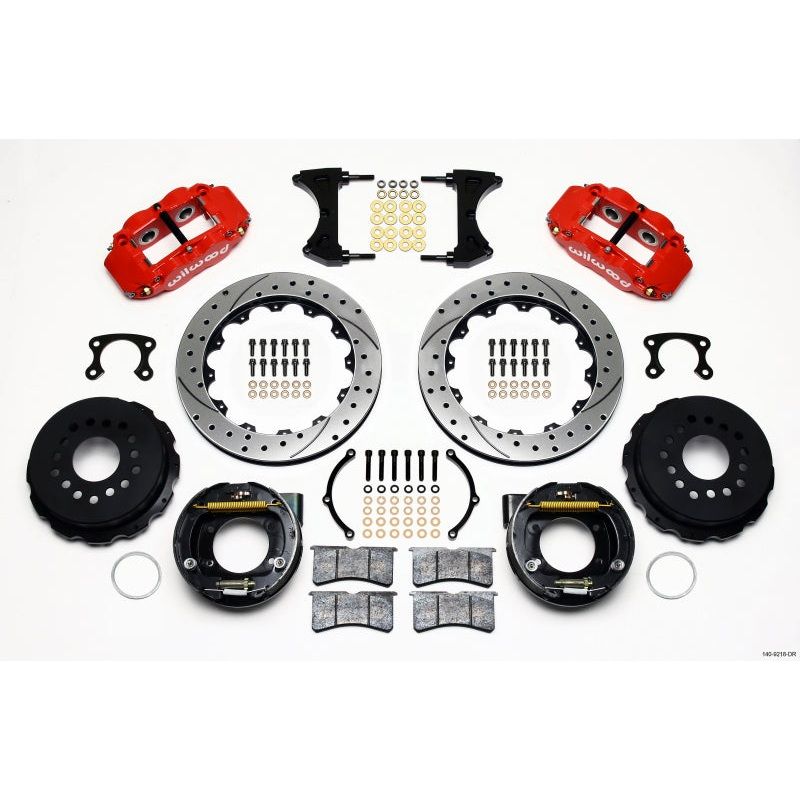 Wilwood Narrow Superlite 4R Rear P-Brk Kit 12.88in Drilled Red Big Ford New Style 2.36in Offset