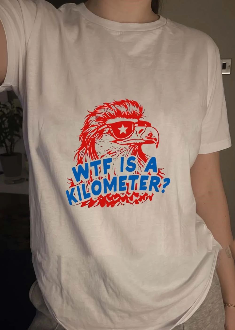 American Eagle Patriotic Apparel Wtf Is a Kilometer’ T-Shirt