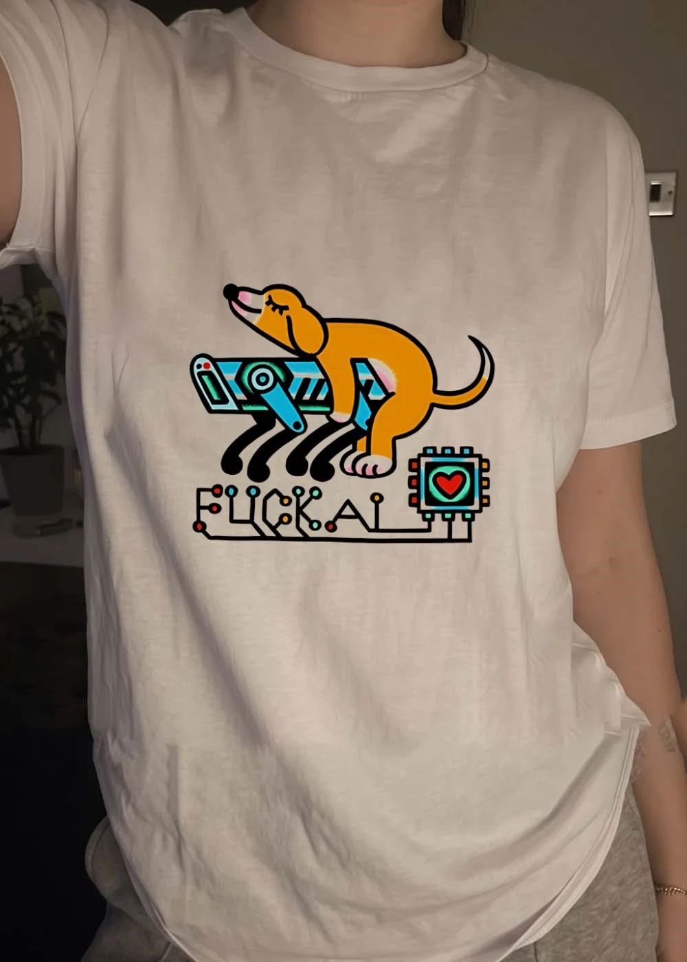 Dog Humping Robot Tech Anti Artificial Intelligence FUCK AI Heart T-Shirt
