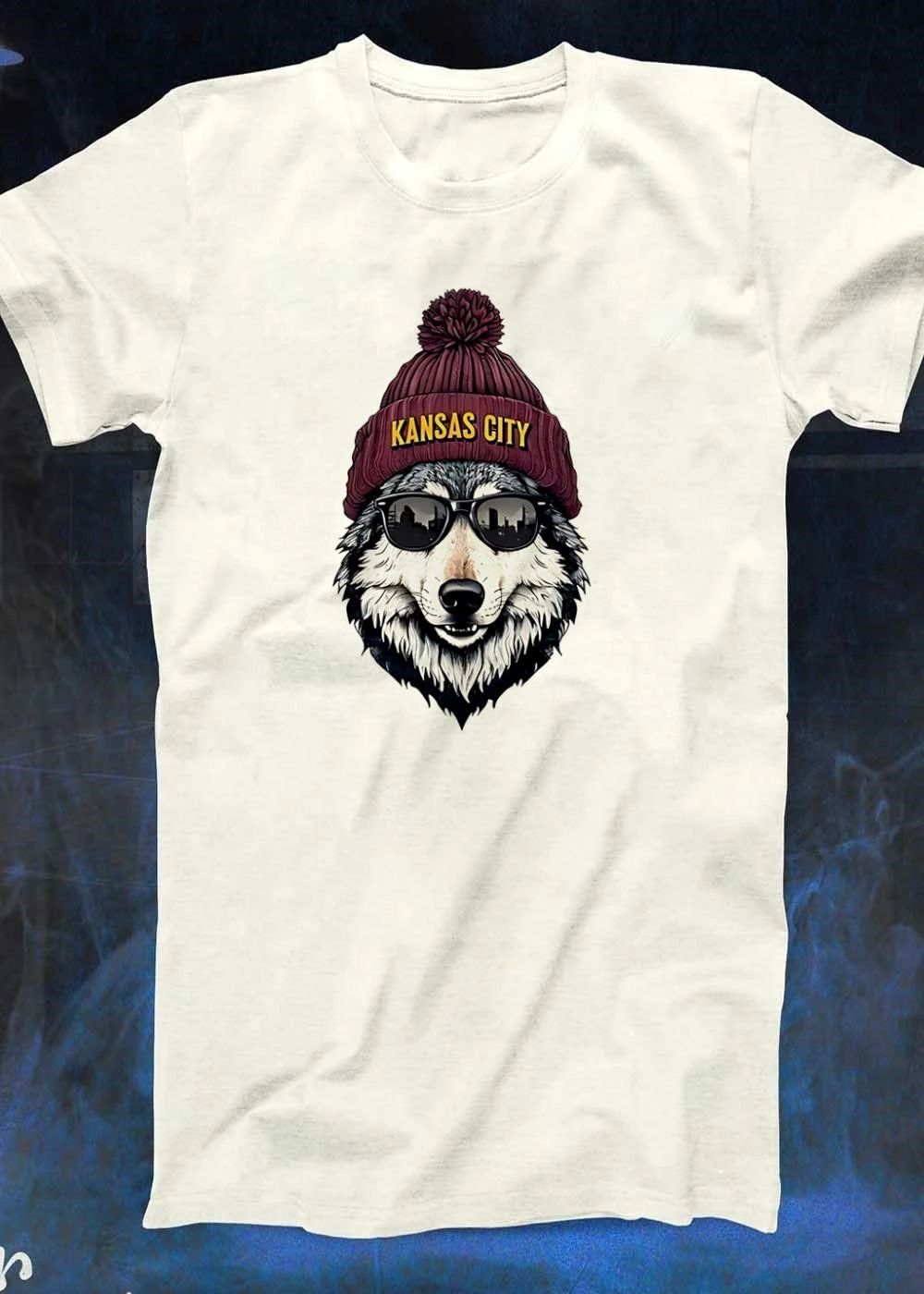 Kansas City Wolf Wearing Beanie and Sunglasses Kansas City Wolf T-Shirt