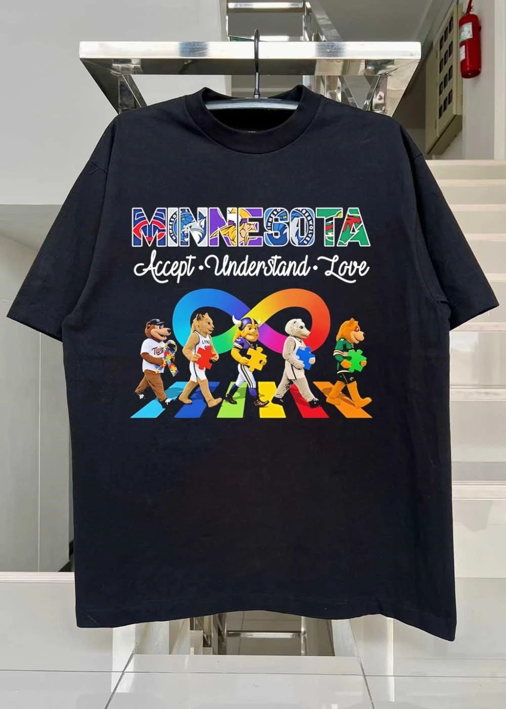 Minnesota Accept Understand Love Mascot Autism Awareness T-Shirt