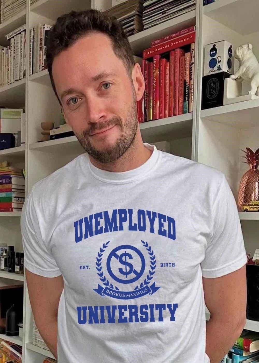 Unemployed University logo shirt