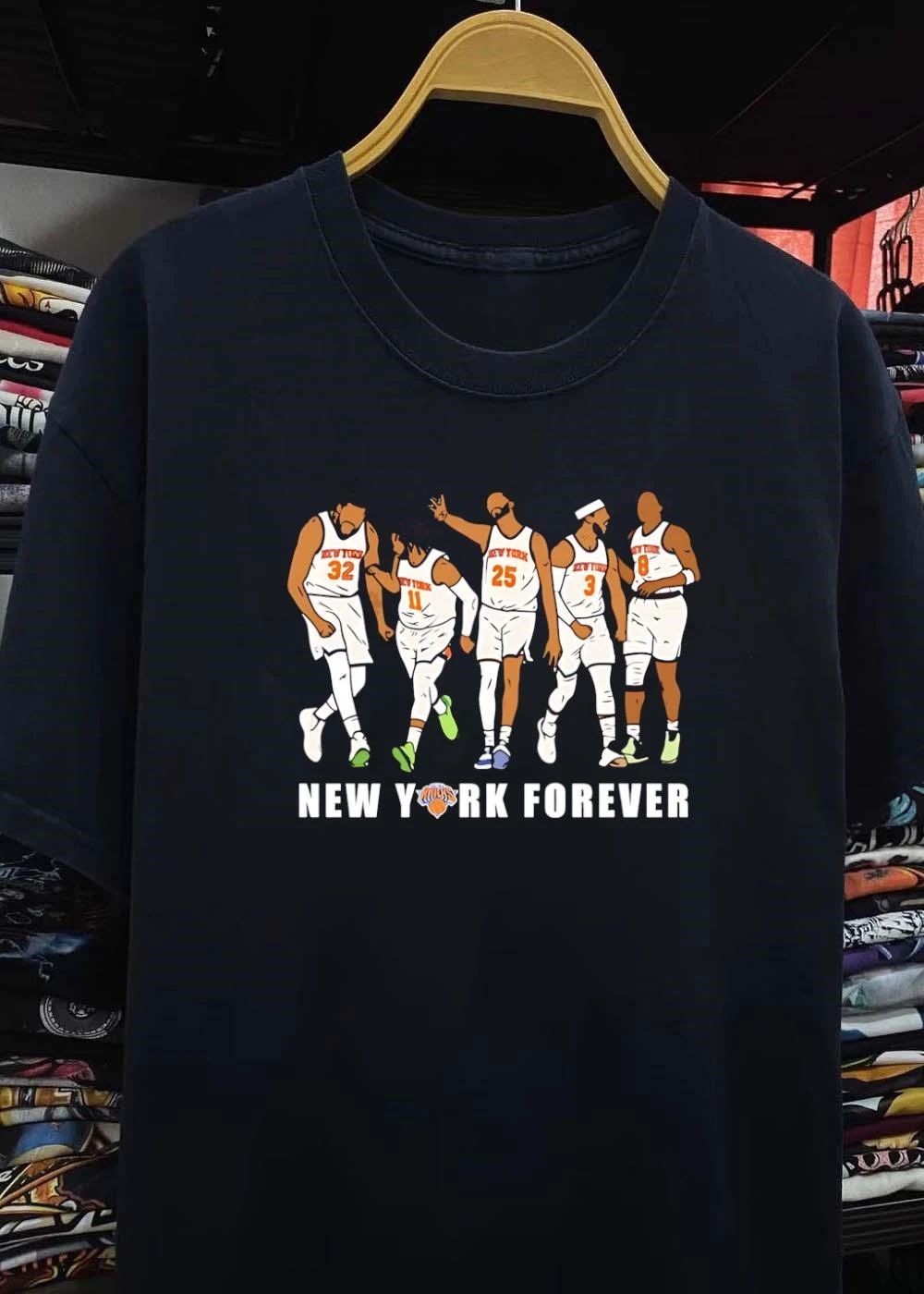 Knicks Fan Apparel Five New York Players Celebrating New York Forever T-Shirt