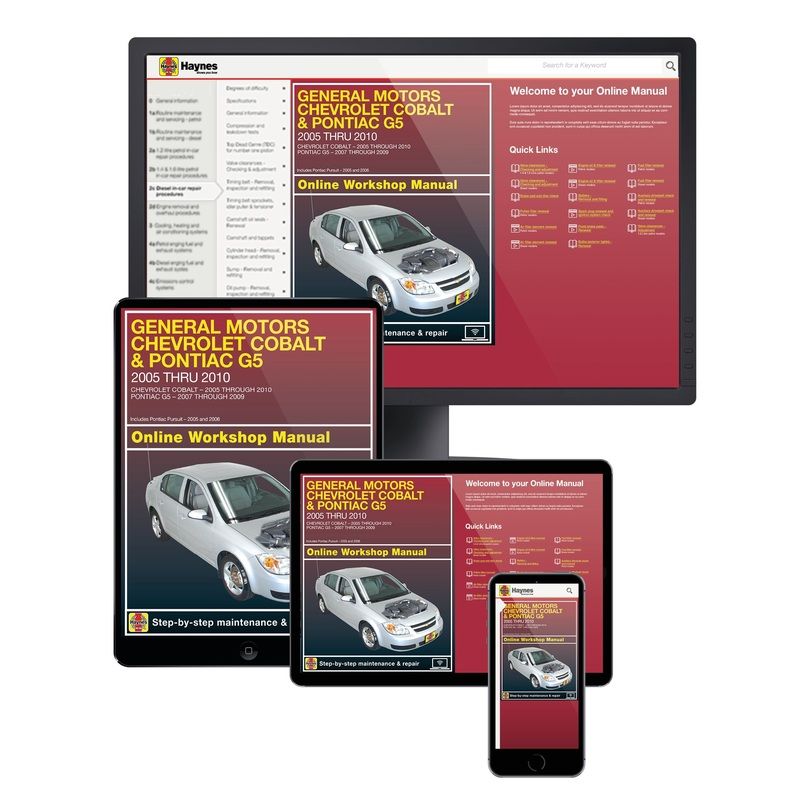 Chevrolet Cobalt (05-10), Pontiac G5 (07-09) & Pontiac Pursuit (05-06) Haynes Online Manual
