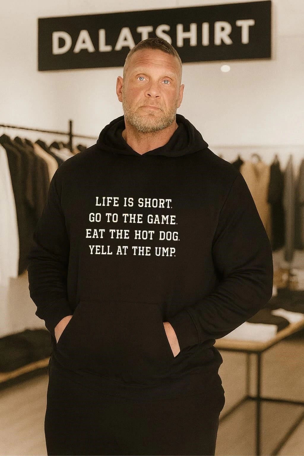 Life Is Short Go To The Game Eat The Hot Dog Yell At The Ump shirt