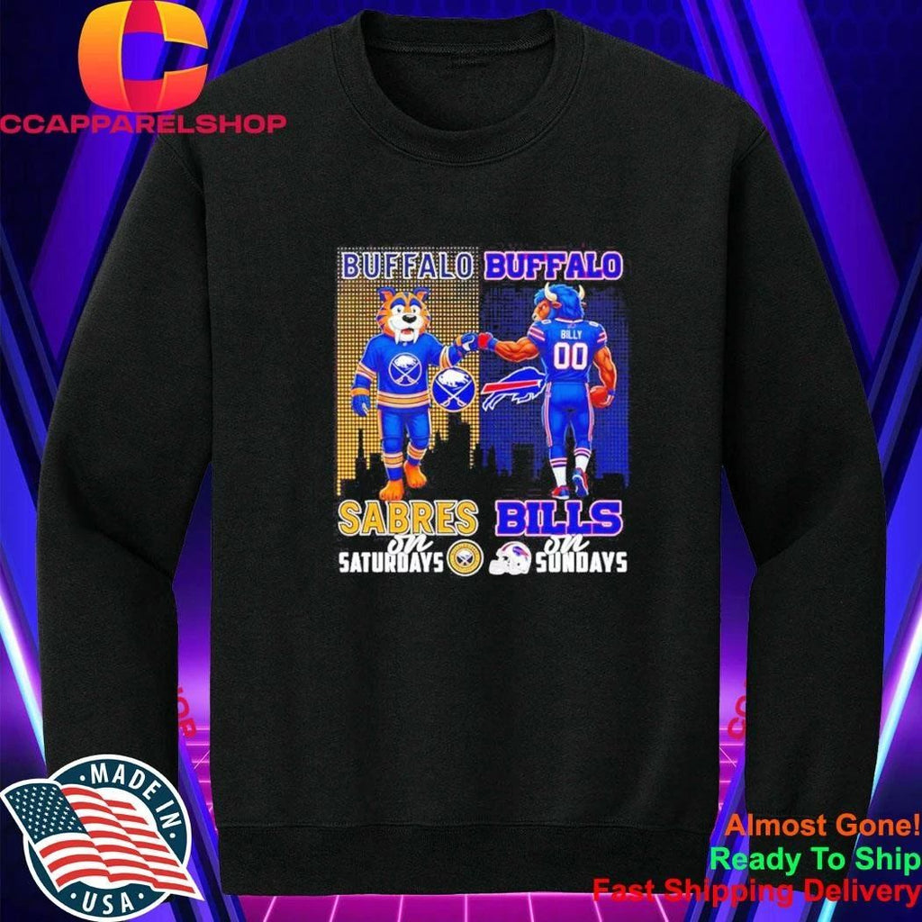 Buffalo Sabres Bills Mascots Fist Bump On Saturdays On Sundays Shirt