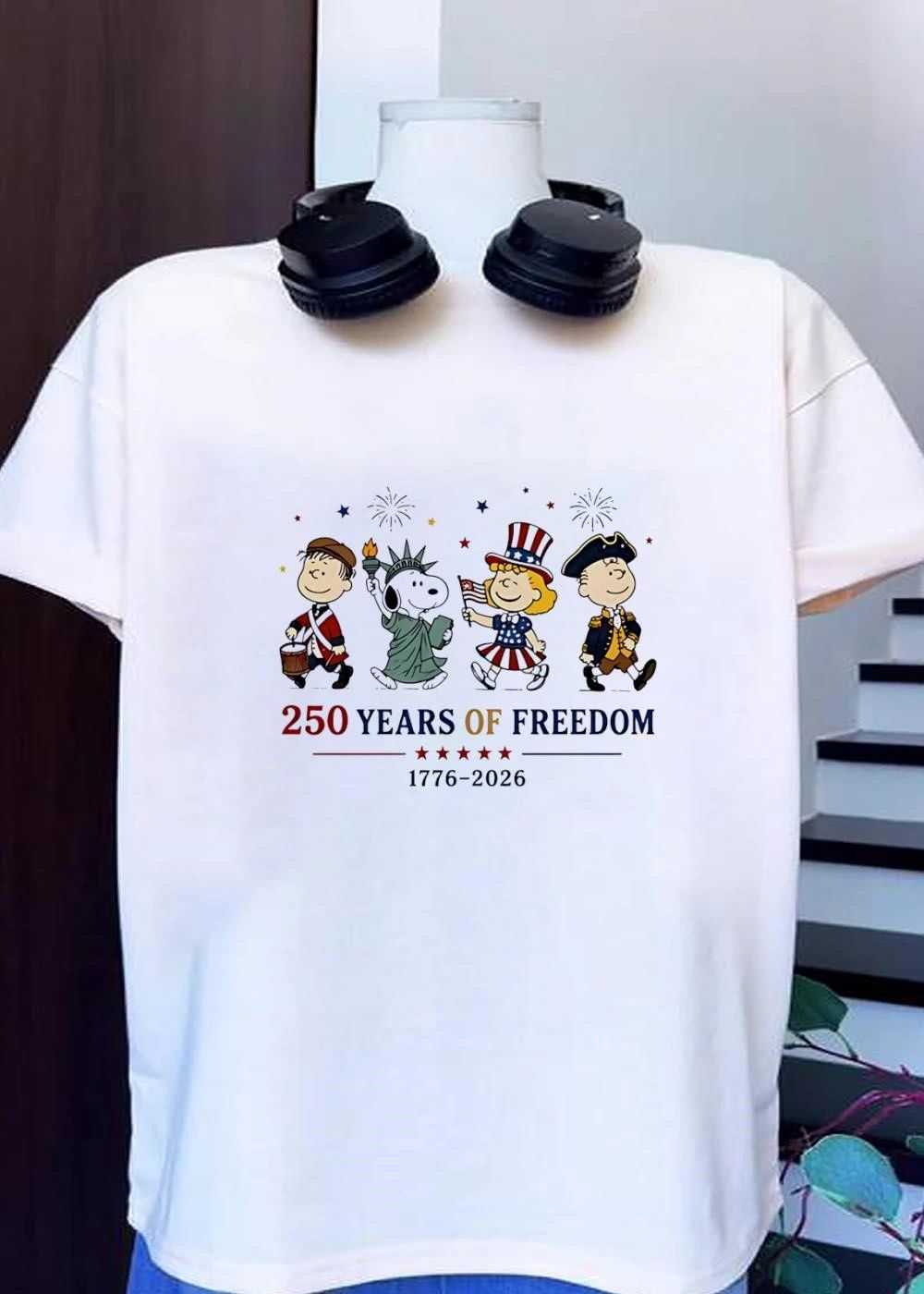 Peanuts 250 Years of Freedom 1776 2026 Characters Patriotic T-Shirt