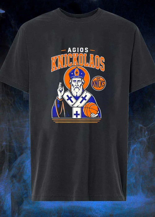 Agios Knickolaos of Knicks New York Basketball T-Shirt