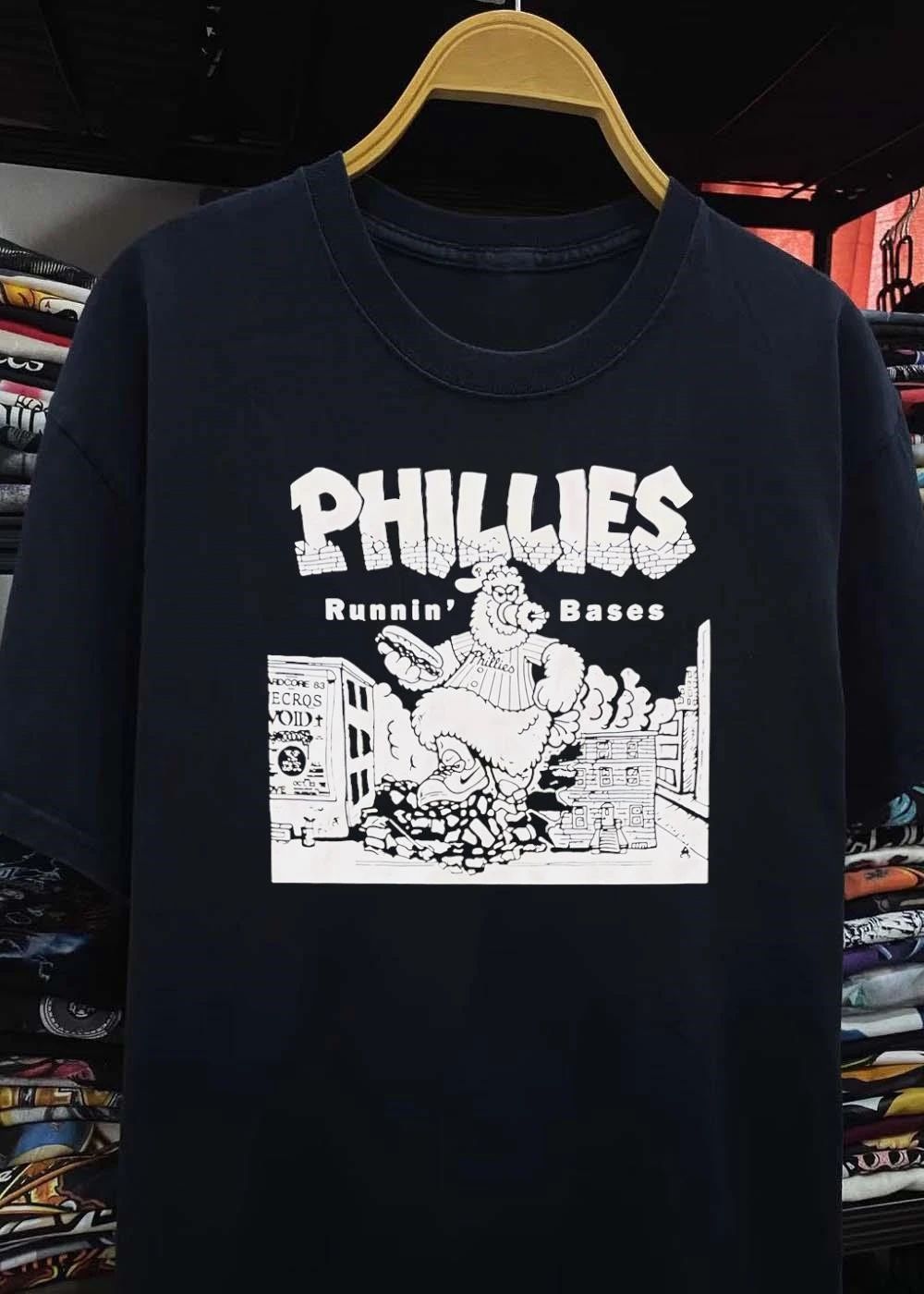 Hardcore 83 Necros Void Oct 22 The Phillie Phanatic Eating a Hoagie Runnin Bases Phillies T-Shirt