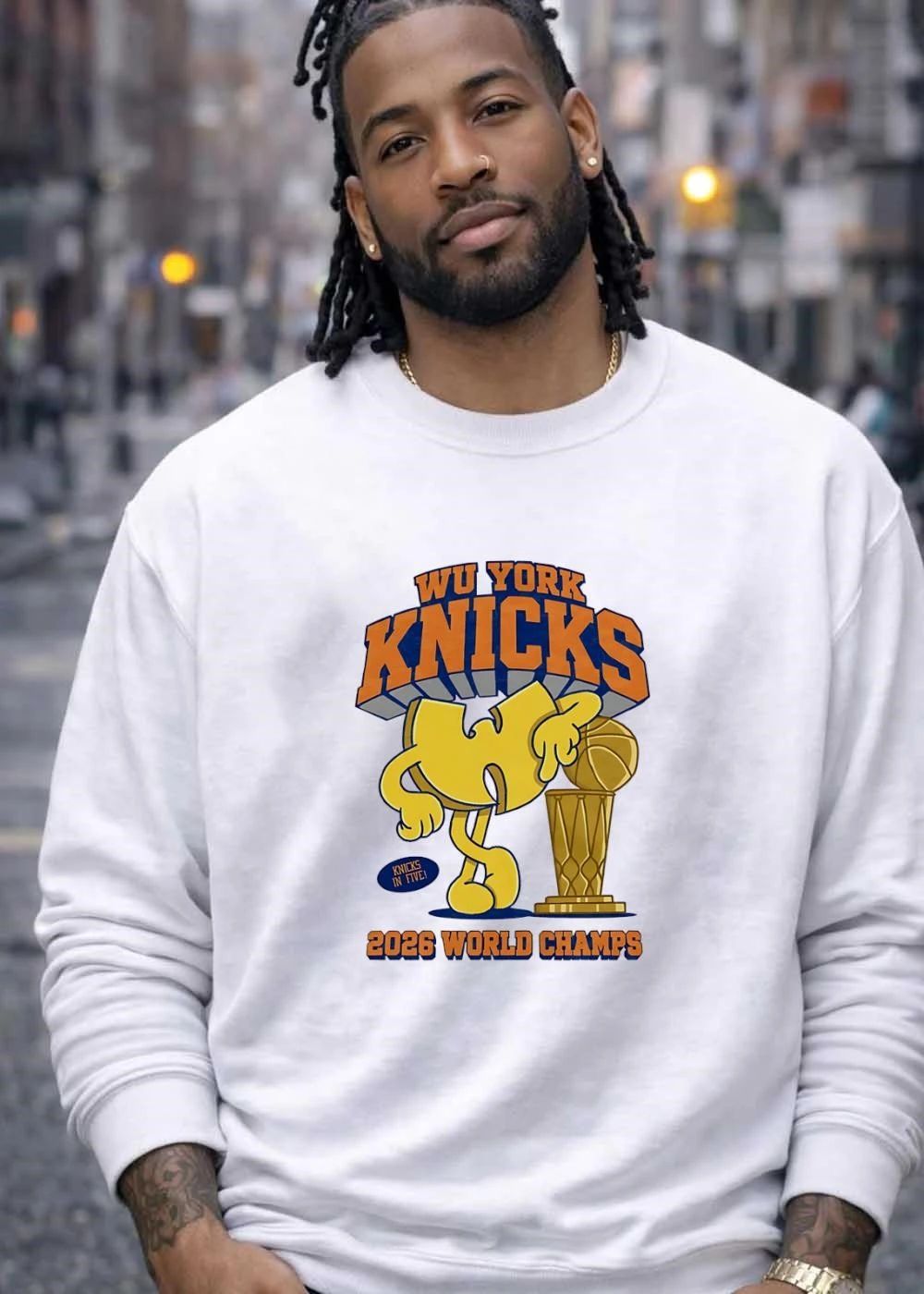 Wu York Knicks In Five 2026 World Champs Mascot Basketball Shirt