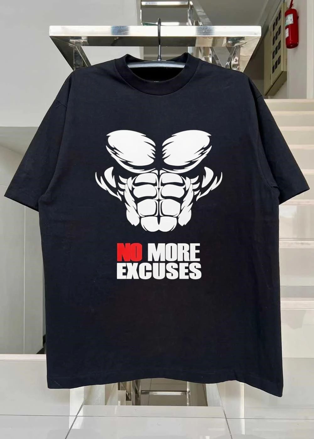 Fitness Apparel’ Abdominal Muscle Workout No More Excuses T-Shirt