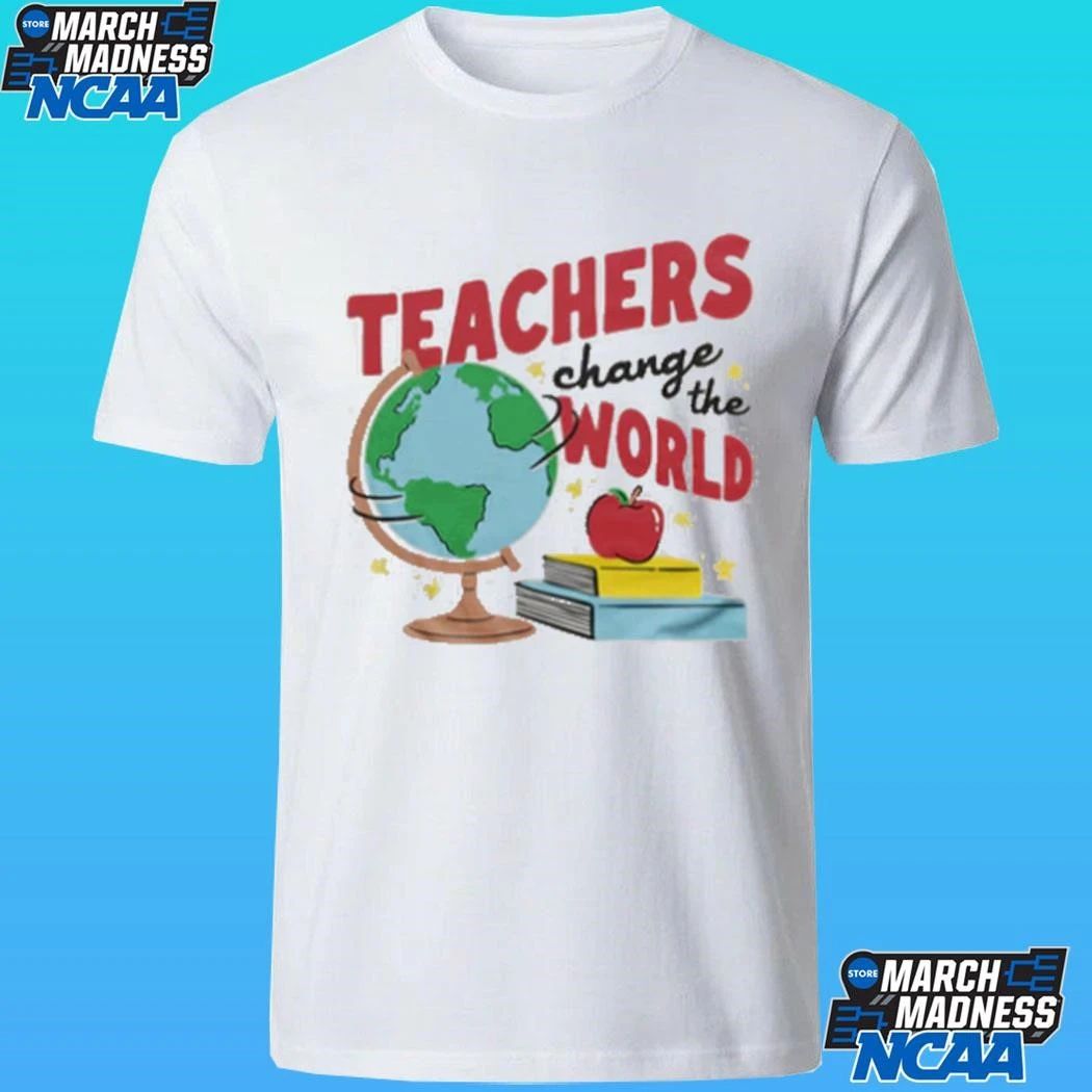 Teachers Change The World White & Red Ringer Shirt