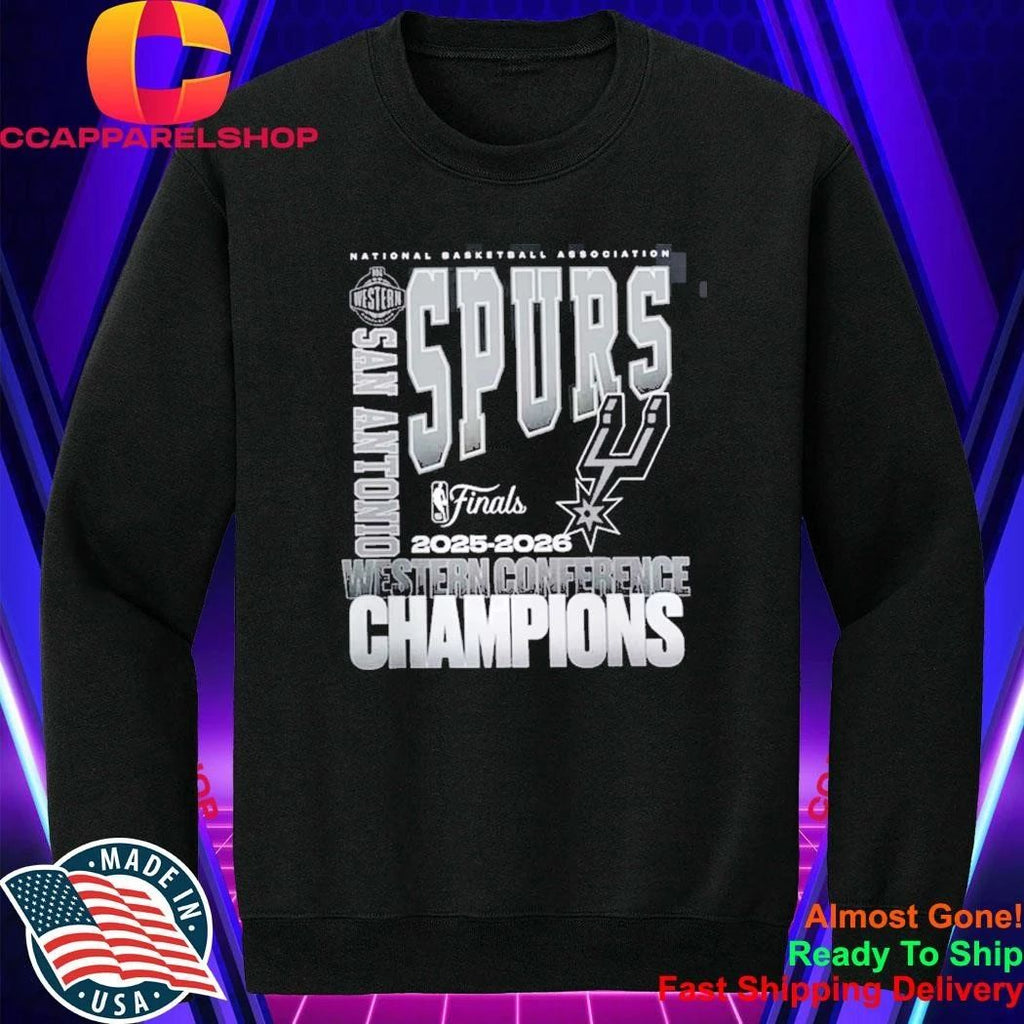 San Antonio Spurs Fanatics Black 2026 NBA Western Conference Champions Stacked Block Shirt