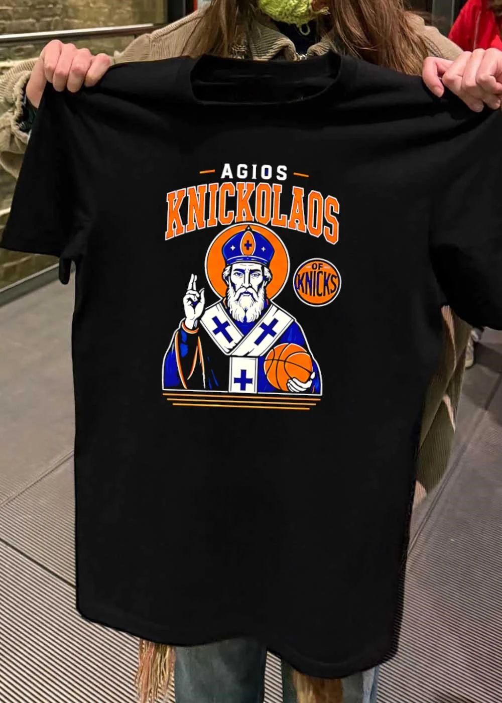 Agios Knickolaos of Knicks New York Basketball T-Shirt