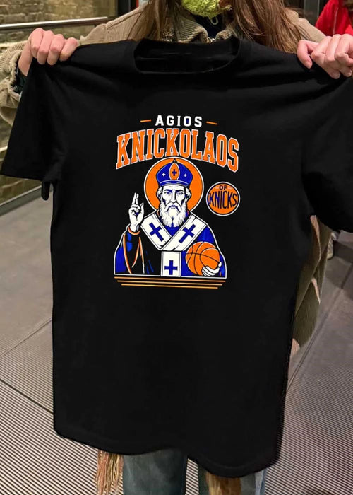 Agios Knickolaos of Knicks New York Basketball T-Shirt