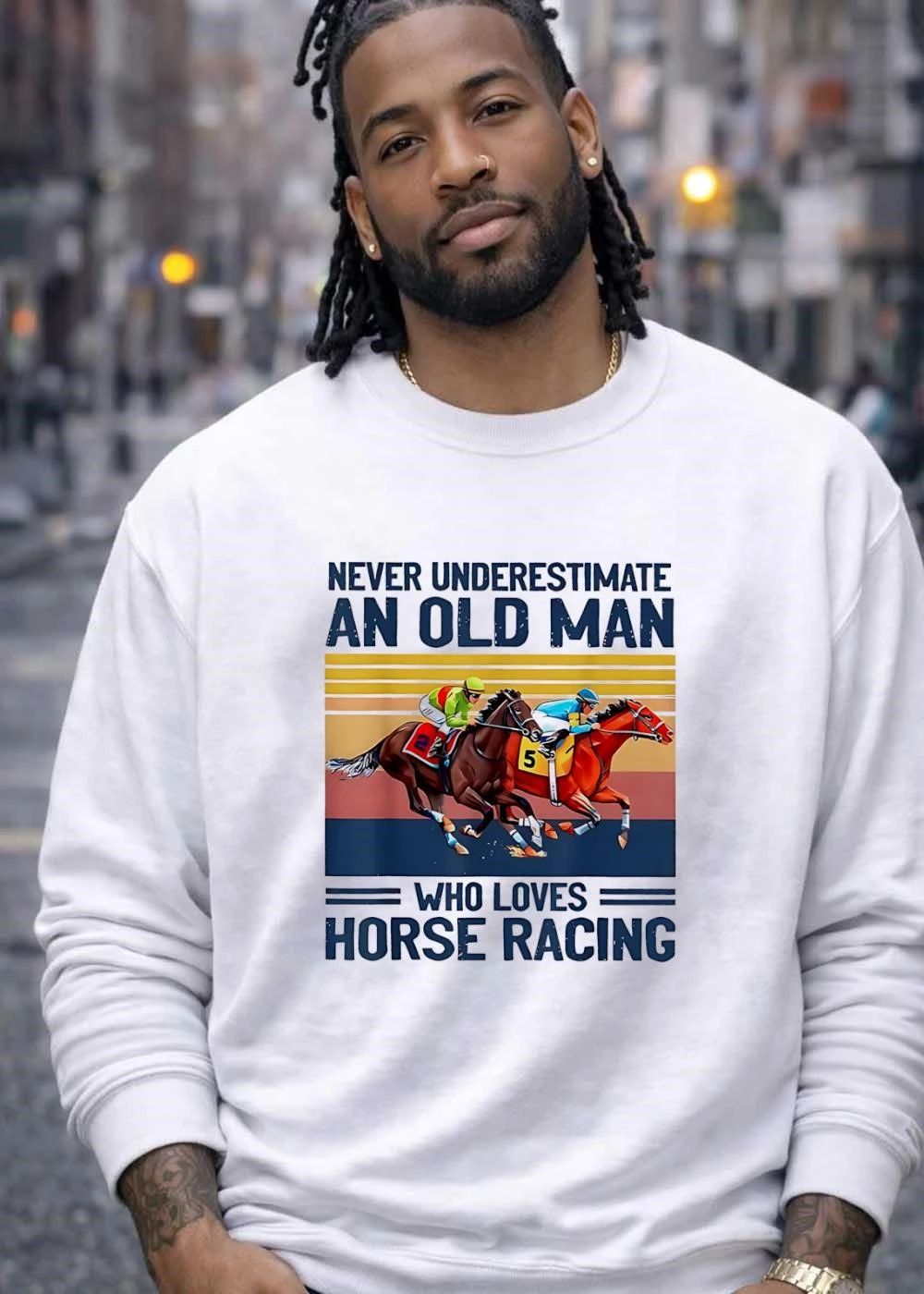 Never Underestimate an Old Man Who Loves Horse Racing T-Shirt
