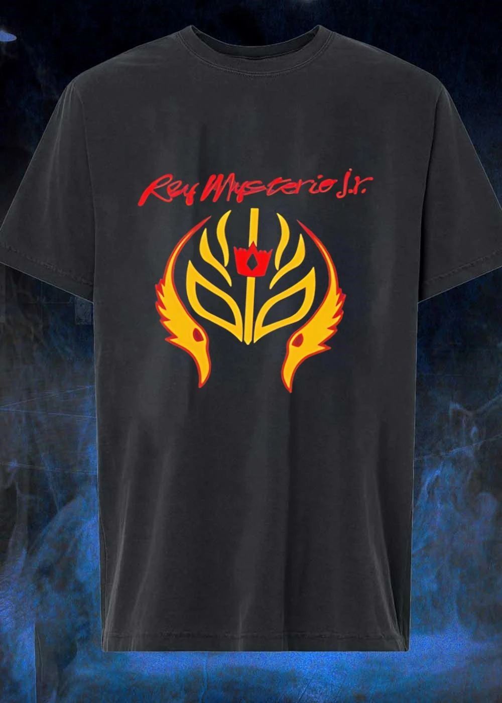 Rey Mysterio Jr. Lucha Libre Wrestler Mask Logo Black T-Shirt