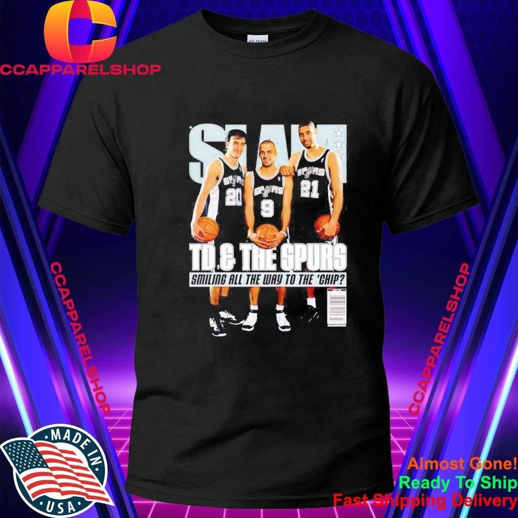 Tim Duncan Tony Parker Manu Ginobili San Antonio Spurs Smiling All The Way To The Chip Slam Shirt