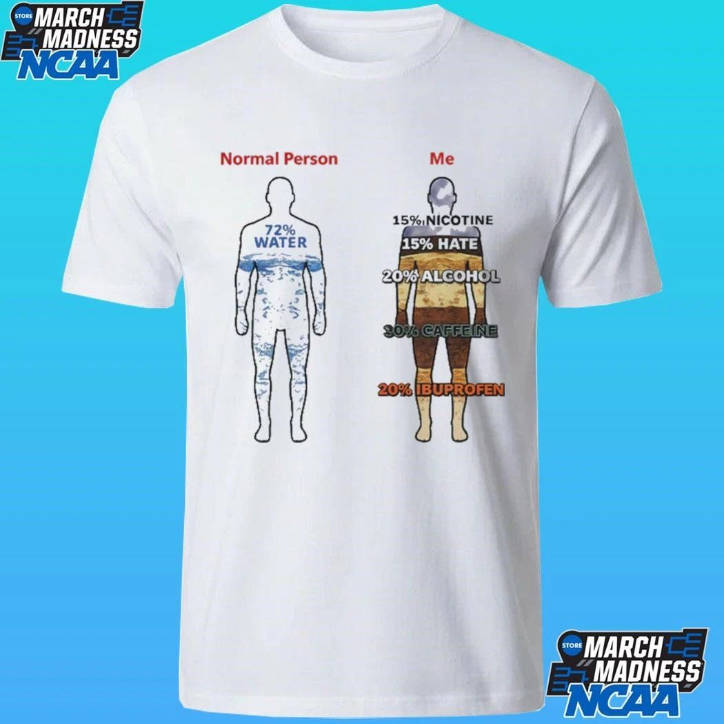 Normal Person Vs Me Nicotine Hate Alcohol Caffeine Ibuprofen Shirt