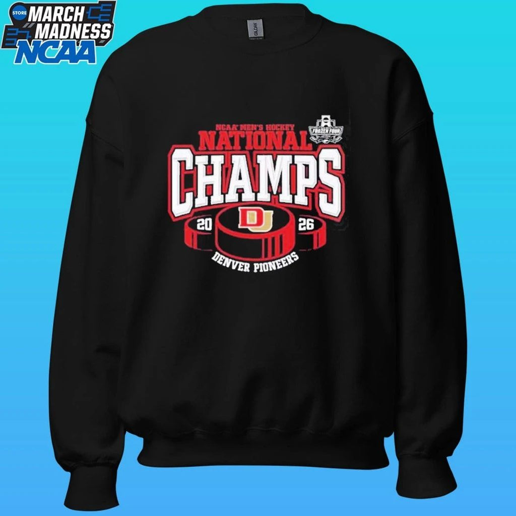 Denver Pioneers 2026 NCAA Frozen Four Men’s Ice Hockey National Champions Hockey Puck Shirt
