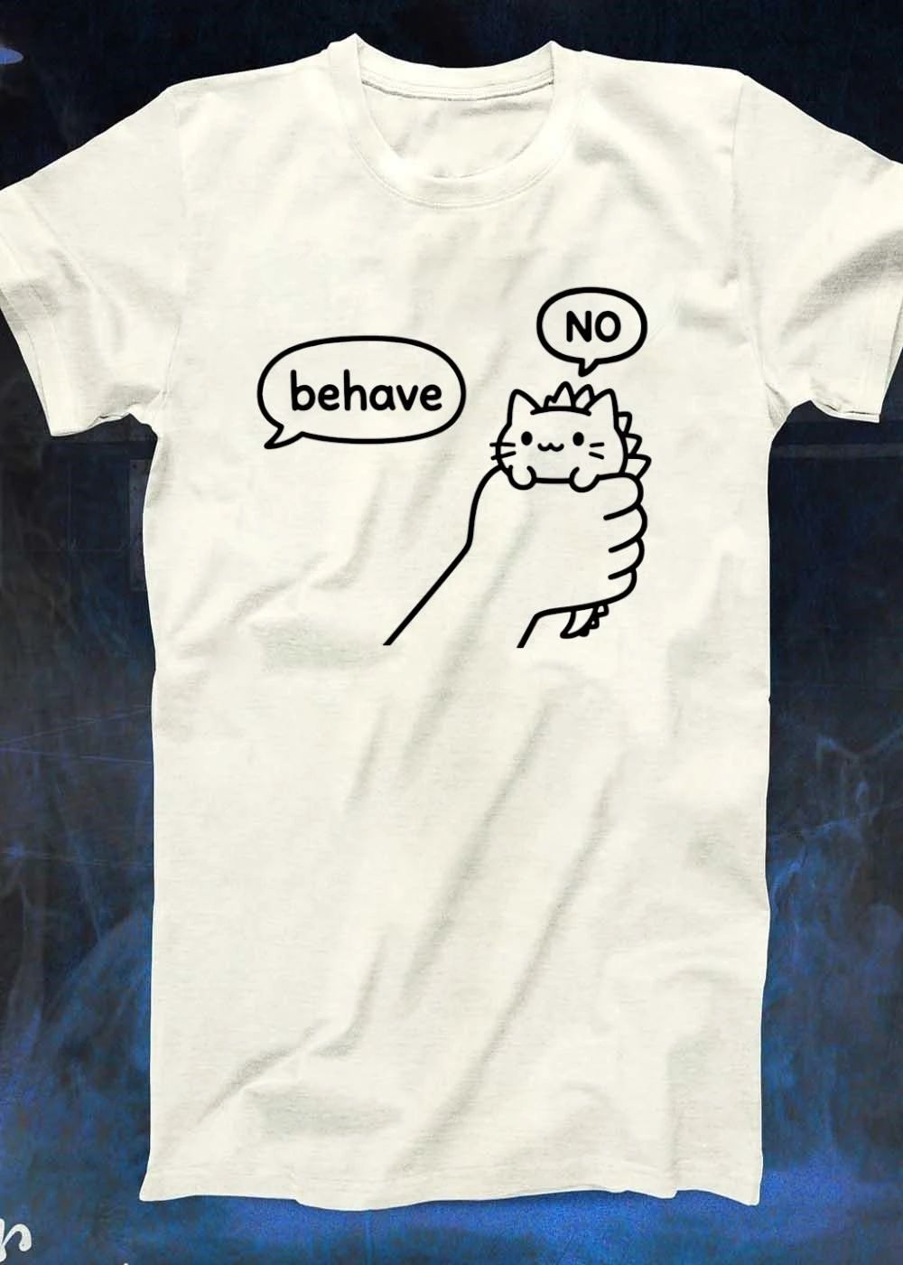 Behave No Hand Holding Cute Cat Dinosaur Tail Cartoon shirt