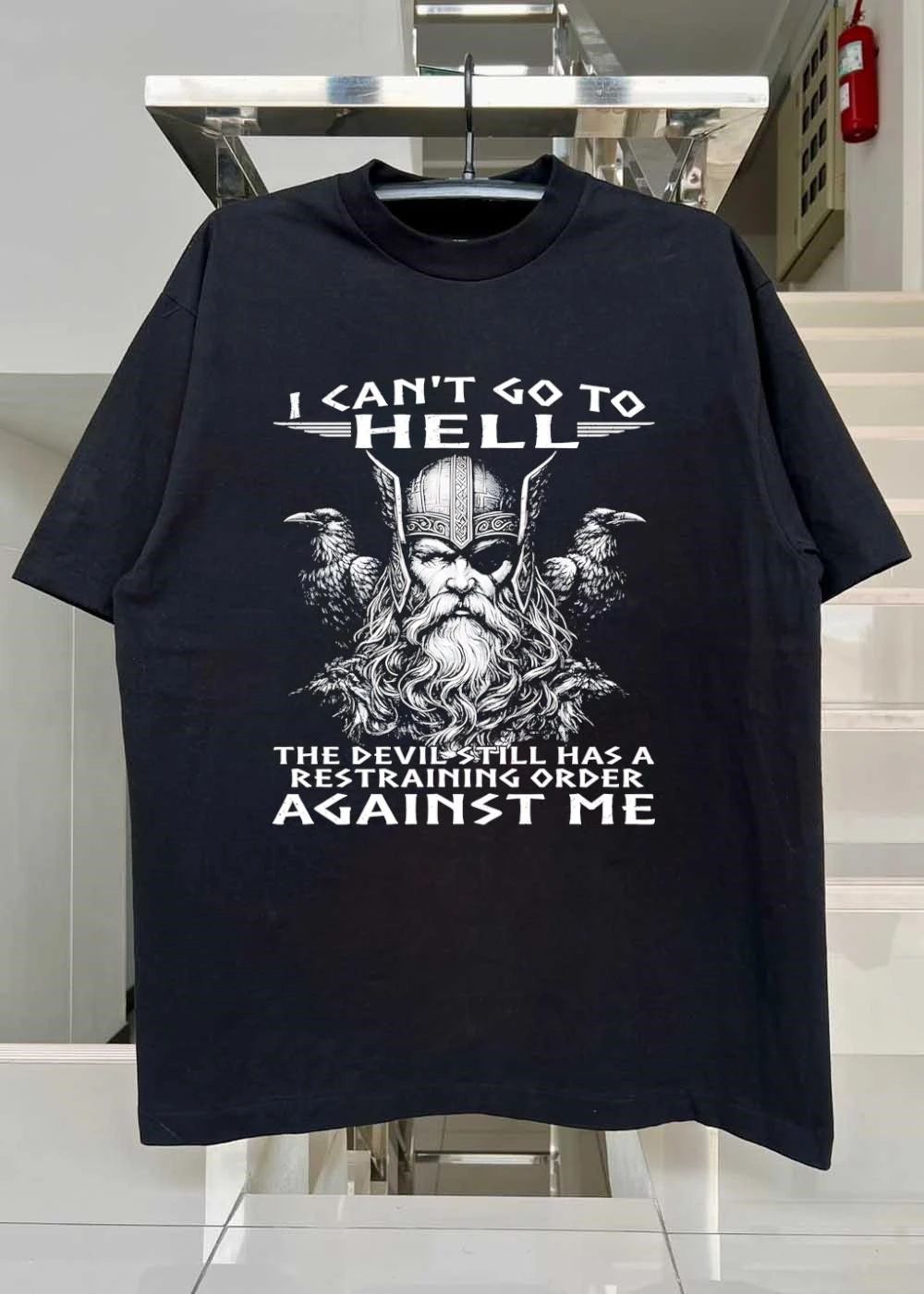 Viking Graphic Apparel I Cant Go To Hell The Devil Still Has A Restraining Order Against Me Viking shirt