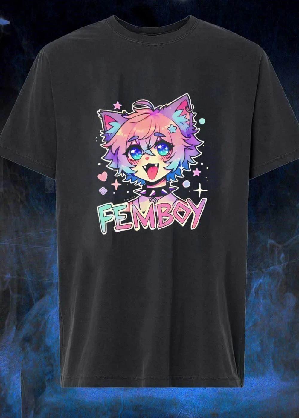 Femboy Catboy Nekomimi Anime Manga Kawaii cute pastel sparkling spiked collar Femboy shirt