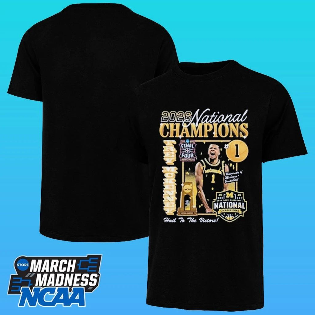 Michigan Wolverines Men’s Basketball Campus Ink 2026 National Champion #1 Trey Mckenney Shirt